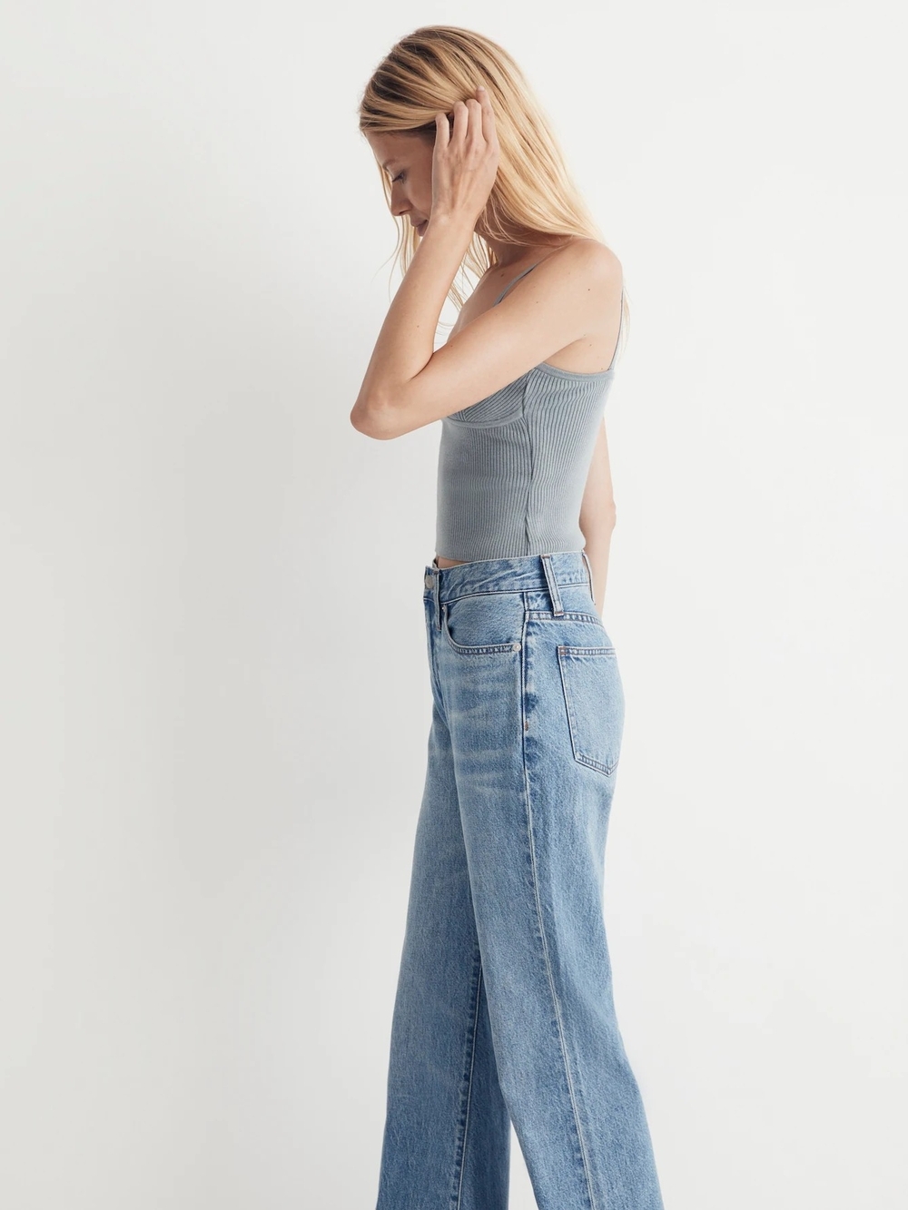 Madewell Slate Gray Cropped Ribbed Tank - Picture 3 of 4